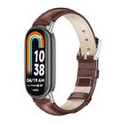 For Xiaomi Mi Band 8 Mijobs Genuine Leather Watch Band(Bamboo Coffee Silver) - 1