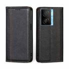 For vivo iQOO Z7x Grid Texture Magnetic Flip Leather Phone Case(Black) - 1