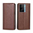 For vivo iQOO Z7x Grid Texture Magnetic Flip Leather Phone Case(Brown) - 1