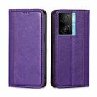 For vivo iQOO Z7x Grid Texture Magnetic Flip Leather Phone Case(Purple) - 1