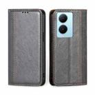 For vivo Y78 Plus 5G Grid Texture Magnetic Flip Leather Phone Case(Grey) - 1