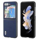 For Samsung Galaxy Z Flip5 ABEEL Genuine Leather Luolai Series Phone Case(Dark Blue) - 1