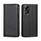 For OPPO A1 5G Grid Texture Magnetic Flip Leather Phone Case(Black) - 1