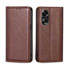 For OPPO A1 5G Grid Texture Magnetic Flip Leather Phone Case(Brown) - 1