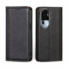 For OPPO Reno10 5G Grid Texture Magnetic Flip Leather Phone Case(Black) - 1