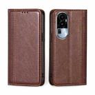 For OPPO Reno10 5G Grid Texture Magnetic Flip Leather Phone Case(Brown) - 1