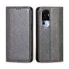 For OPPO Reno10 5G Grid Texture Magnetic Flip Leather Phone Case(Grey) - 1