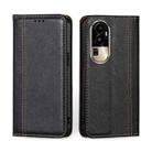 For OPPO Reno10 Pro 5G Grid Texture Magnetic Flip Leather Phone Case(Black) - 1