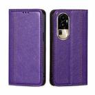 For OPPO Reno10 Pro 5G Grid Texture Magnetic Flip Leather Phone Case(Purple) - 1