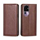 For OPPO Reno10 Pro+ 5G Grid Texture Magnetic Flip Leather Phone Case(Brown) - 1