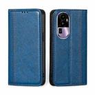 For OPPO Reno10 Pro+ 5G Grid Texture Magnetic Flip Leather Phone Case(Blue) - 1