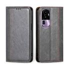 For OPPO Reno10 Pro+ 5G Grid Texture Magnetic Flip Leather Phone Case(Grey) - 1