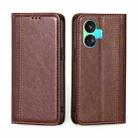 For Realme GT Neo5 SE Grid Texture Magnetic Flip Leather Phone Case(Brown) - 1