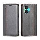 For Realme GT Neo5 SE Grid Texture Magnetic Flip Leather Phone Case(Grey) - 1