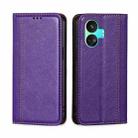 For Realme GT Neo5 SE Grid Texture Magnetic Flip Leather Phone Case(Purple) - 1