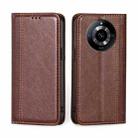 For Realme 11 5G Grid Texture Magnetic Flip Leather Phone Case(Brown) - 1