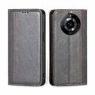 For Realme 11 5G Grid Texture Magnetic Flip Leather Phone Case(Grey) - 1