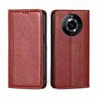 For Realme 11 5G Grid Texture Magnetic Flip Leather Phone Case(Red) - 1