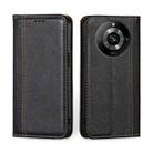 For Realme 11 Pro 5G / 11 Pro+ 5G Grid Texture Magnetic Flip Leather Phone Case(Black) - 1
