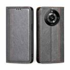 For Realme 11 Pro 5G / 11 Pro+ 5G Grid Texture Magnetic Flip Leather Phone Case(Grey) - 1