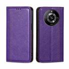 For Realme 11 Pro 5G / 11 Pro+ 5G Grid Texture Magnetic Flip Leather Phone Case(Purple) - 1