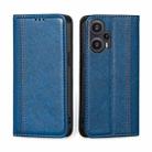For Xiaomi Redmi Note 12 Turbo Grid Texture Magnetic Flip Leather Phone Case(Blue) - 1