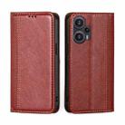 For Xiaomi Redmi Note 12 Turbo Grid Texture Magnetic Flip Leather Phone Case(Red) - 1