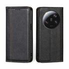 For Xiaomi 13 Ultra 5G Grid Texture Magnetic Flip Leather Phone Case(Black) - 1