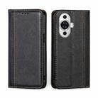 For Huawei nova 11 4G Grid Texture Magnetic Flip Leather Phone Case(Black) - 1