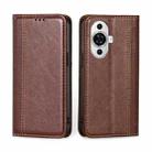 For Huawei nova 11 4G Grid Texture Magnetic Flip Leather Phone Case(Brown) - 1