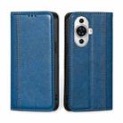 For Huawei nova 11 4G Grid Texture Magnetic Flip Leather Phone Case(Blue) - 1