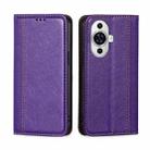 For Huawei nova 11 4G Grid Texture Magnetic Flip Leather Phone Case(Purple) - 1