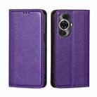 For Huawei nova 11 Pro 4G / 11 Ultra 4G Grid Texture Magnetic Flip Leather Phone Case(Purple) - 1