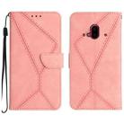 For Fujitsu Arrows F-52B Stitching Embossed Leather Phone Case(Pink) - 1