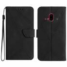 For Fujitsu Arrows F-52B Stitching Embossed Leather Phone Case(Black) - 1