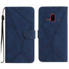For Fujitsu Arrows F-52B Stitching Embossed Leather Phone Case(Blue) - 1