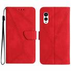 For Fujitsu Arrows N F-51C Stitching Embossed Leather Phone Case(Red) - 1