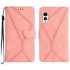 For Fujitsu Arrows N F-51C Stitching Embossed Leather Phone Case(Pink) - 1