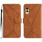 For Fujitsu Arrows N F-51C Stitching Embossed Leather Phone Case(Brown) - 1