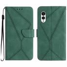 For Fujitsu Arrows N F-51C Stitching Embossed Leather Phone Case(Green) - 1