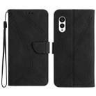 For Fujitsu Arrows N F-51C Stitching Embossed Leather Phone Case(Black) - 1