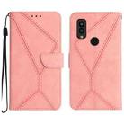 For Kyocera Android One S10 Stitching Embossed Leather Phone Case(Pink) - 1