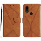 For Kyocera Android One S10 Stitching Embossed Leather Phone Case(Brown) - 1