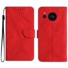 For Sharp Aquos Sense 7 Stitching Embossed Leather Phone Case(Red) - 1