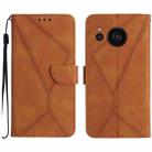 For Sharp Aquos Sense 7 Stitching Embossed Leather Phone Case(Brown) - 1