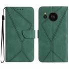 For Sharp Aquos Sense 7 Stitching Embossed Leather Phone Case(Green) - 1