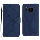 For Sharp Aquos Sense 7 Stitching Embossed Leather Phone Case(Blue) - 1