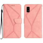 For Sharp Aquos Wish SHG06 Stitching Embossed Leather Phone Case(Pink) - 1