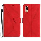 For Sharp Simple Sumaho 6 Stitching Embossed Leather Phone Case(Red) - 1