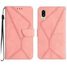 For Sharp Simple Sumaho 6 Stitching Embossed Leather Phone Case(Pink) - 1